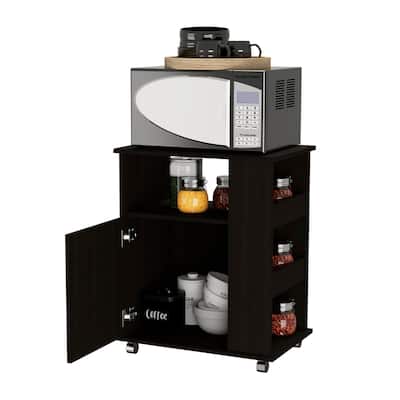 Spacious Kitchen Cart - Pantry Storage with Wheels - Black Wengue Finish