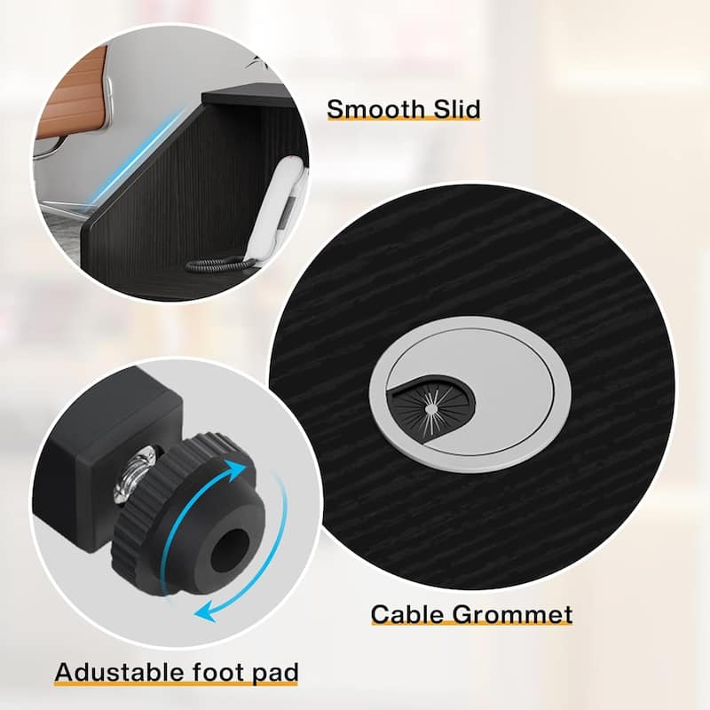 47" Modern Black Reception Desk with Counter, Front Desk Table