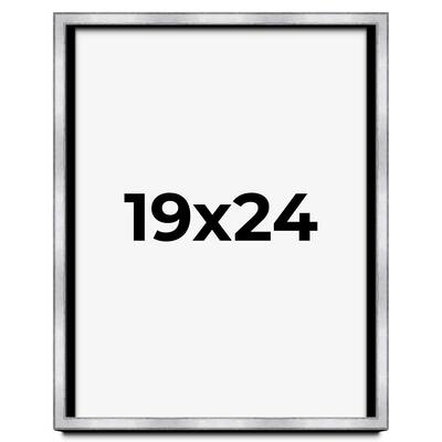 19x24 Shadow Box Frame Silver | 1.375 Inches Deep Real Wood