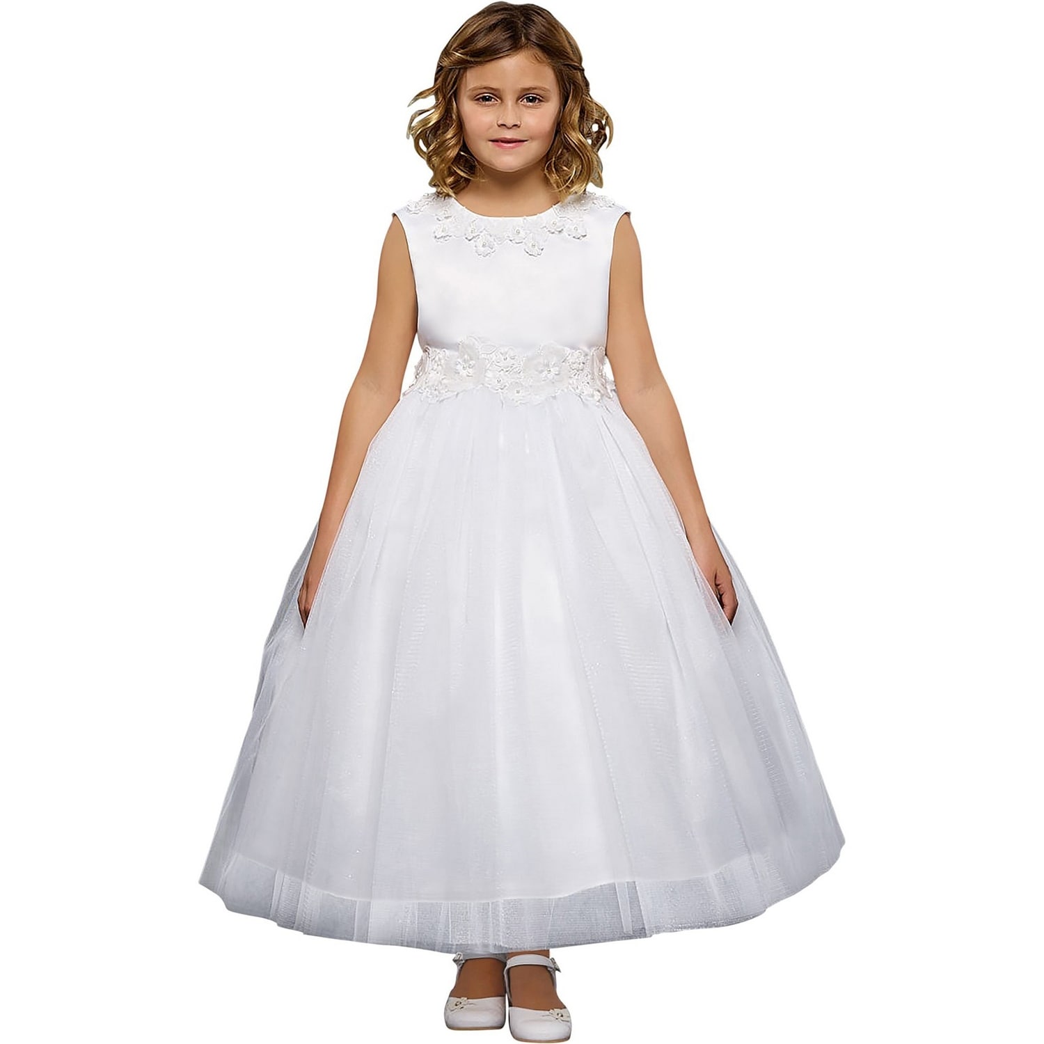 Shop Kids Dream Girls White Pearl 3d Floral Applique Communion