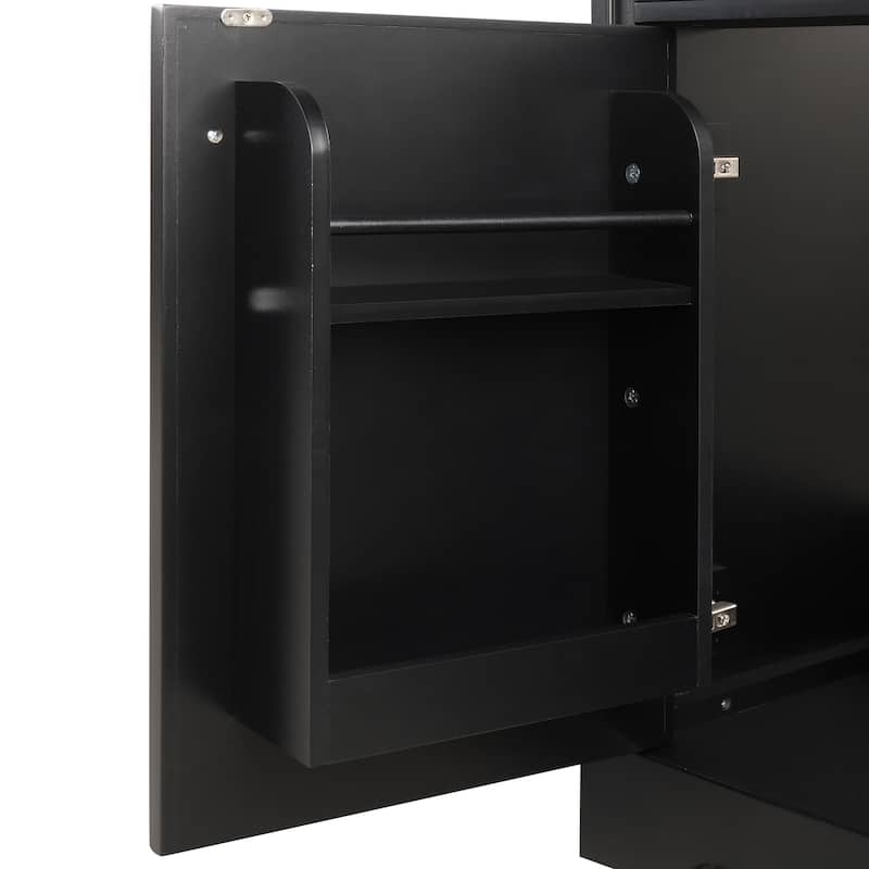 Vanity Cabinet for Bathroom with Sink Top, Door Rack and 2 Drawers