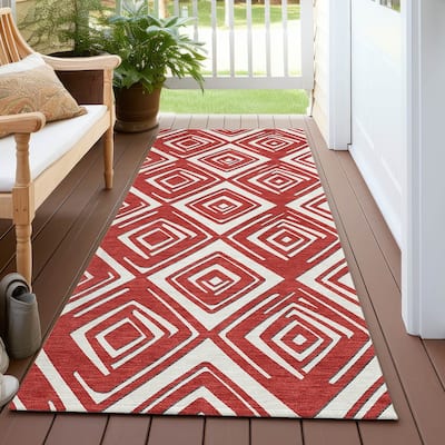 Machine Washable Indoor/ Outdoor Chantille Contemporary Diamonds Rug