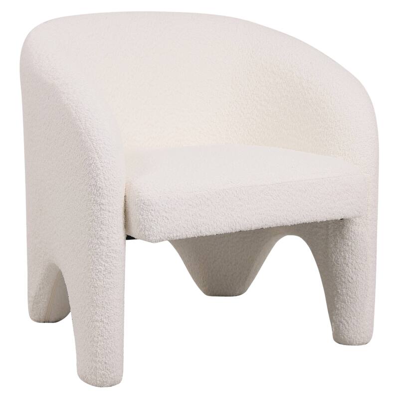 Lylo Velvet/Boucle Accent Chair with Barrel Back Design for Home Office Living Room and Bedroom, No Assembly Required - White Boucle