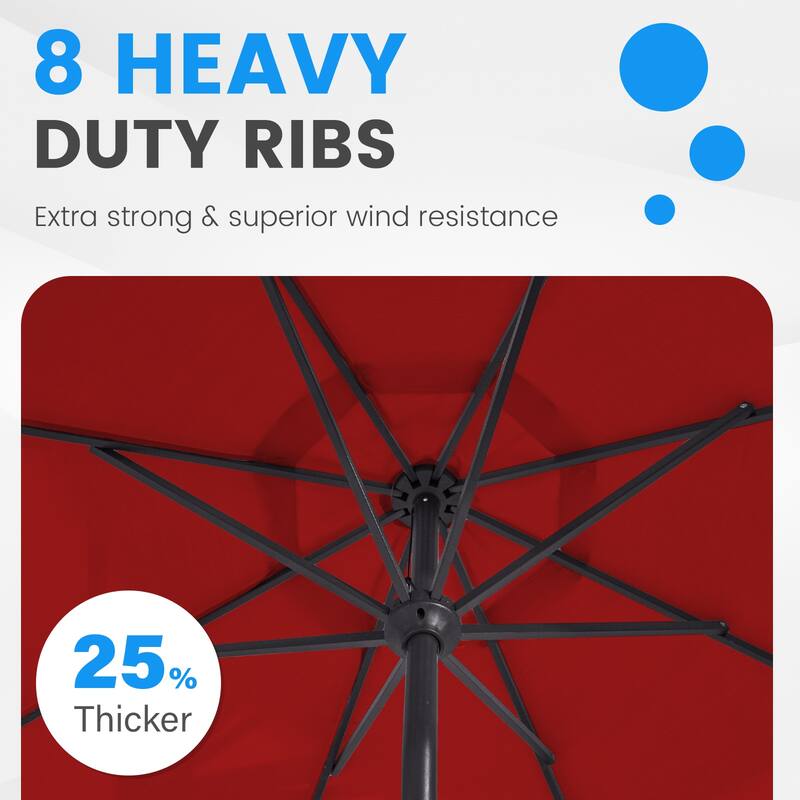 11ft Patio Market Umbrella with UV-Resistant and Sagging Edge Designed