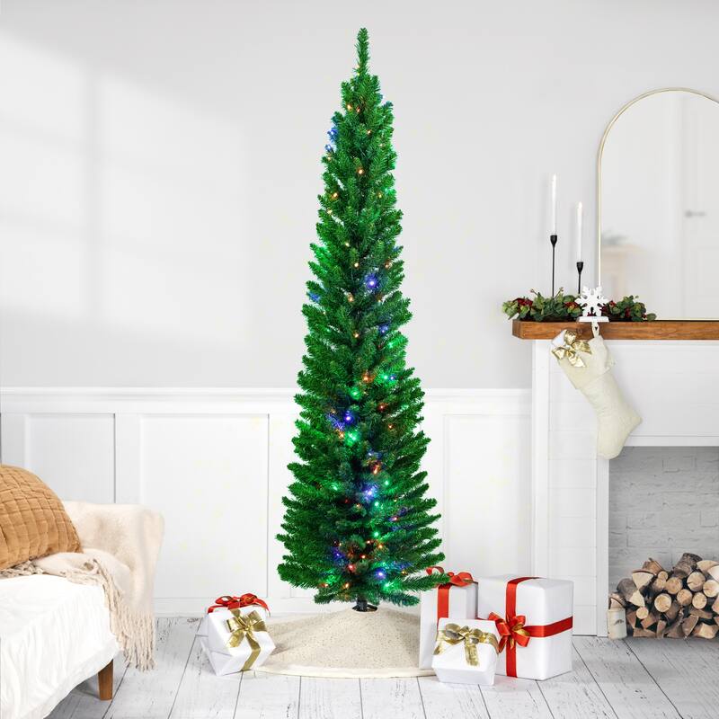 6' LED Pencil Northern Balsam Fir Artificial Tree Multi Lights - 6 Foot