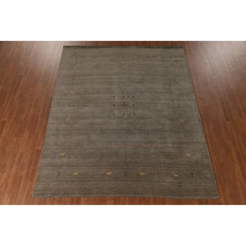 Tribal Gabbeh Indian Area Rug Handmade Wool Carpet - 8'0" x 9'9"