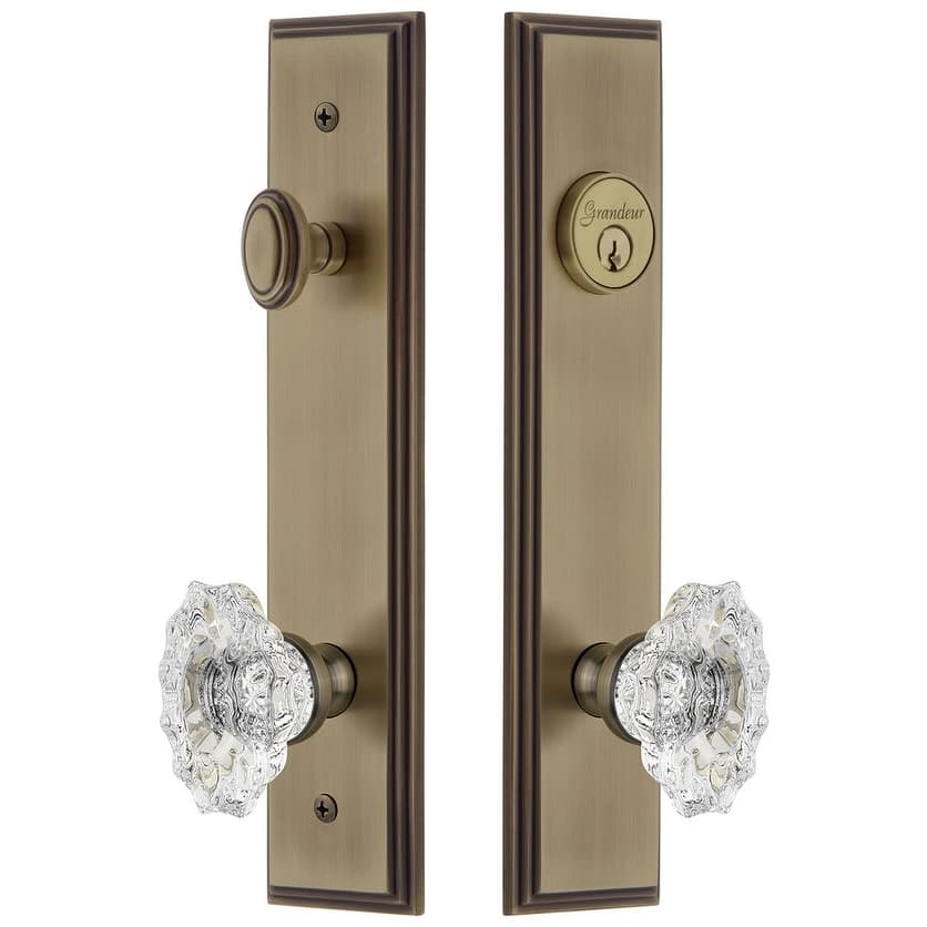 Grandeur Carre Solid Brass Tall Plate Single Cylinder Keyed Entry Set