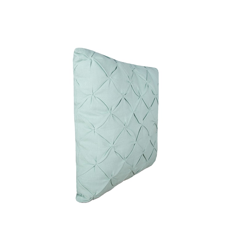 18" x 18" Diamond Tuck Seaglass Solid Woven Square Throw Pillow