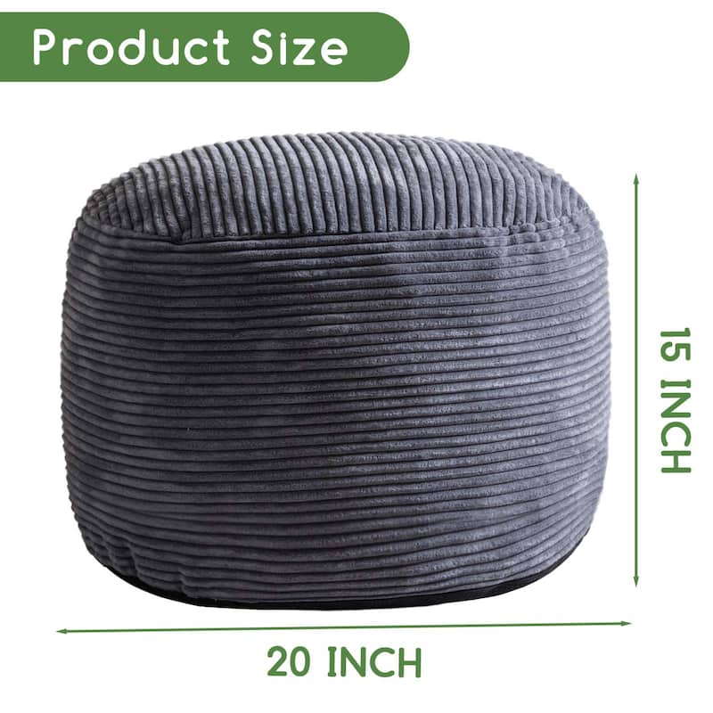 Round Corduroy Pouf Ottoman 20-inch/26inch