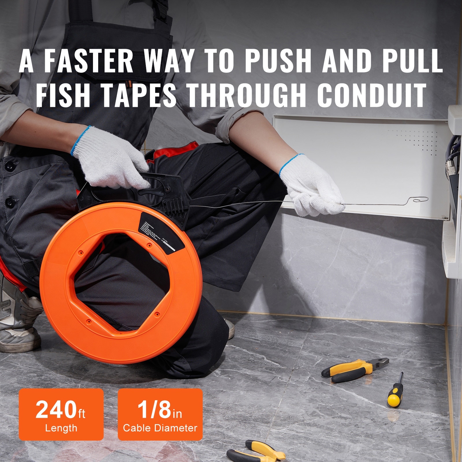 electrical tape & fish net PET Wire Puller 50/100/197FT | Conduit Guide Wire saving efficiency for both indoor and rooftop projects YANBORUI Fish Tape Fiberglass 32FT