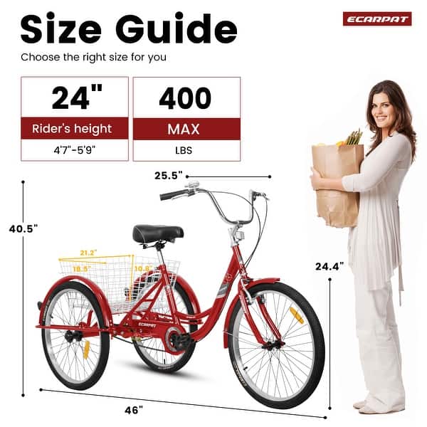 Viribus Adult Tricycle 1 Speed, 3 Wheel Bikes