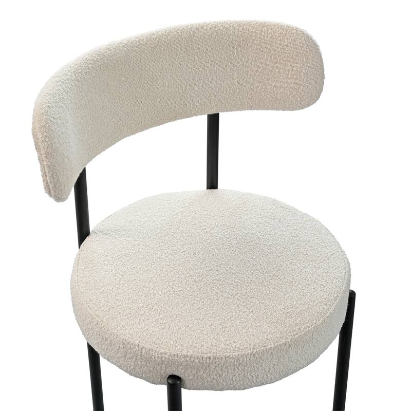 Boucle Dining Chairs Set of 2, Curved Backrest Chair