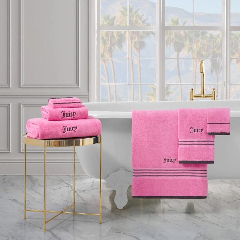 Juicy Couture Neon Border Bath Towels 6-Piece 2 Bath towels 2 Hand towels 2 Washcloths - 28"x54"/16"x26"/12"x12"