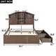 preview thumbnail 3 of 11, Full Size Wood Single Bed Slats Platform Storage Bed Walnut Finish House-shaped Storage Headboard with 5 Storage Shelves