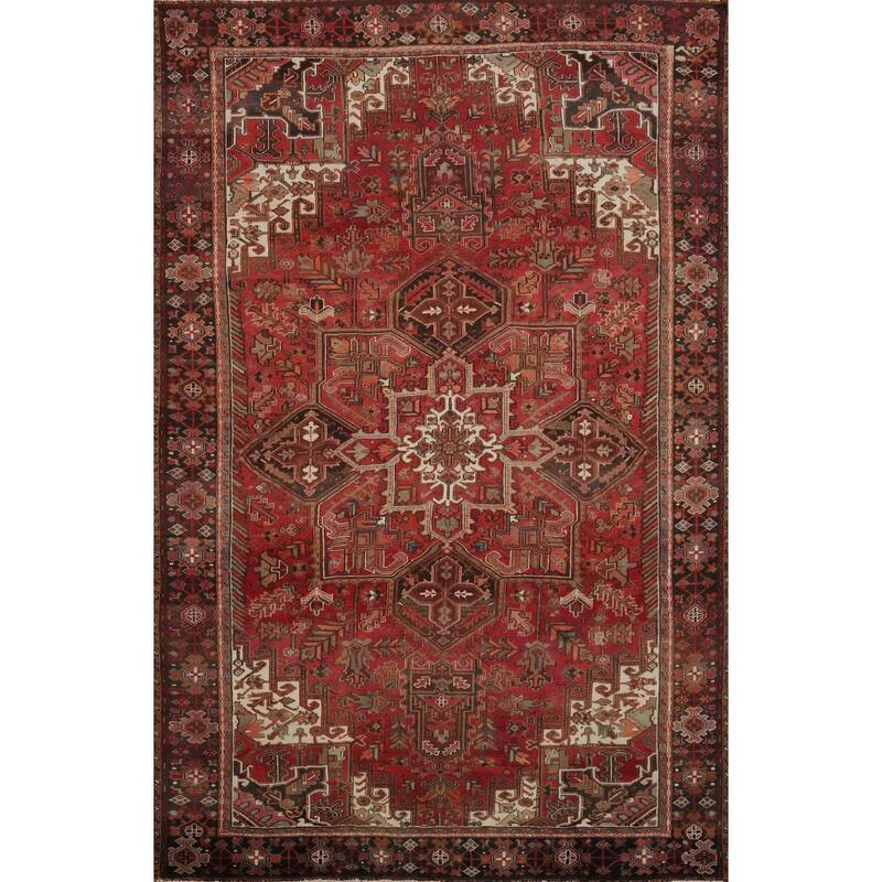 Hand Knotted Oriental 100% Wool Carpet Traditional Medallion Red Heriz Area Rug - 13' 1'' X 9' 6''