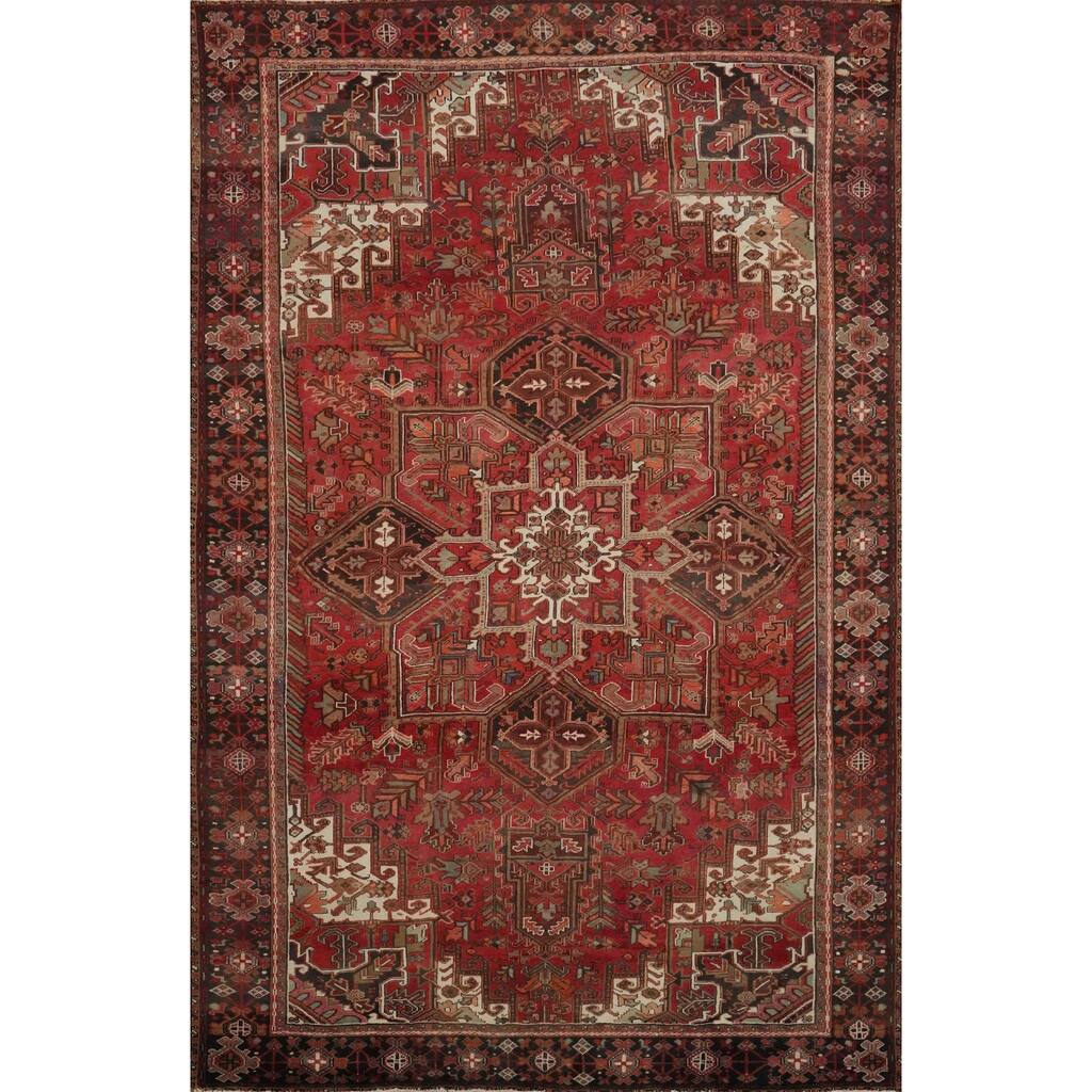 Hand Knotted Oriental 100% Wool Carpet Traditional Medallion Red Heriz Area Rug - 13' 1'' X 9' 6''