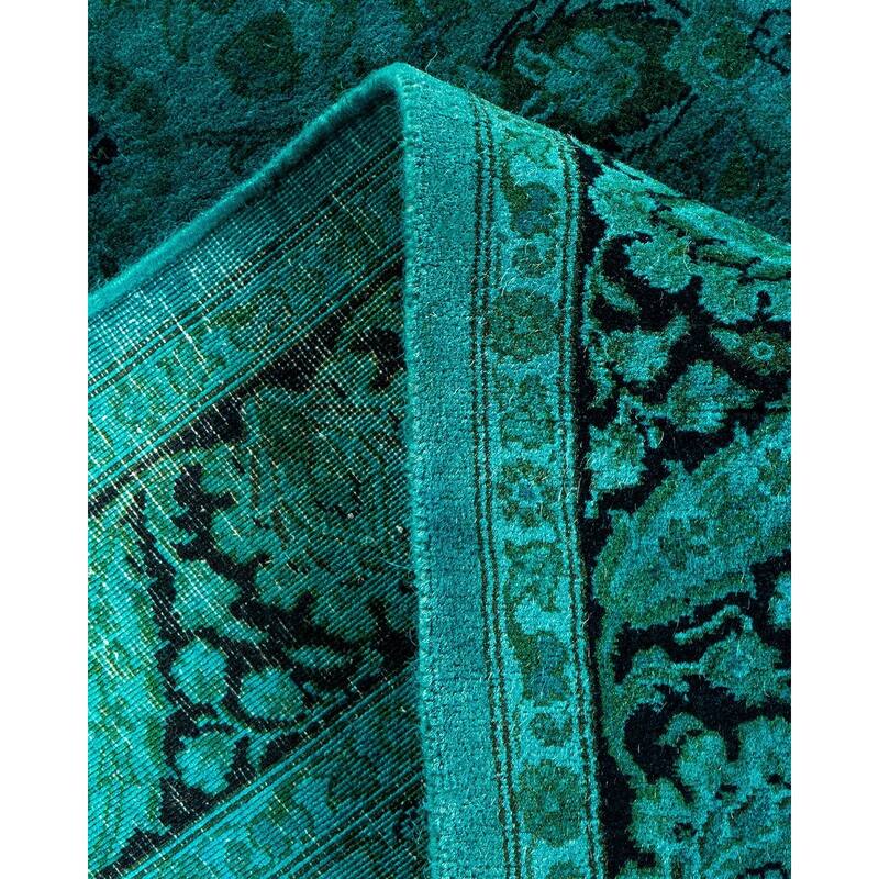 Overton Hand Knotted Wool Vintage Inspired Modern Contemporary Overdyed Blue Area Rug - 3' 2" x 5' 0"