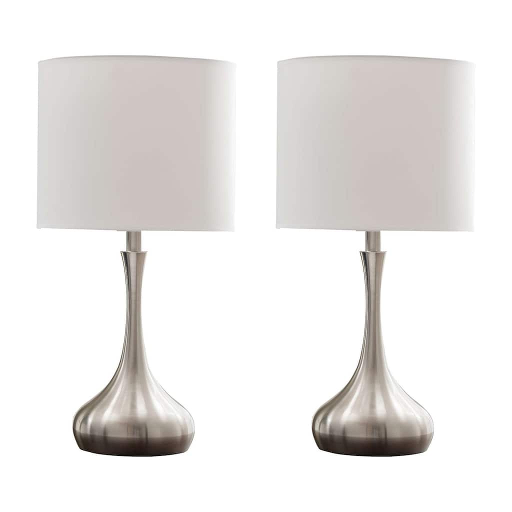 Brushed Nickel Finish Metal Table Lamps (Set of 2)