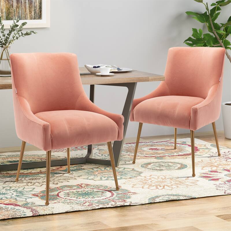 Clihome Stainless Steel Frame Dining Velvet Side Chairs(Set of 2)