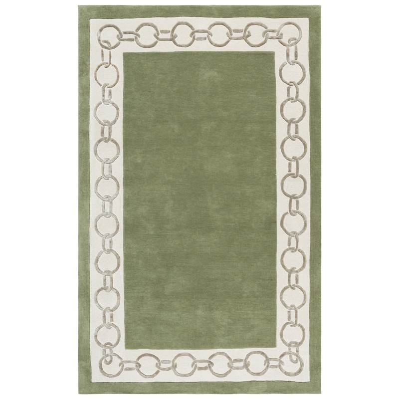 SAFAVIEH Handmade Metro Afet Wool Rug - Green/Ivory - 6' Square