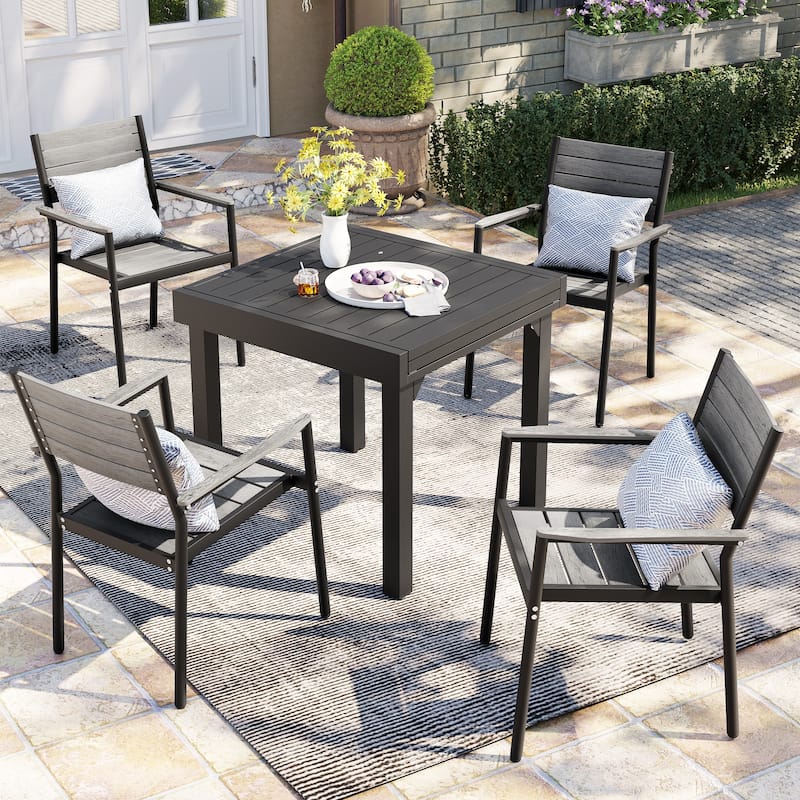 Pellebant Outdoor Extendable Patio Dining Table - 63" / 31.5" (L) x 31.5" W x 29.5" H