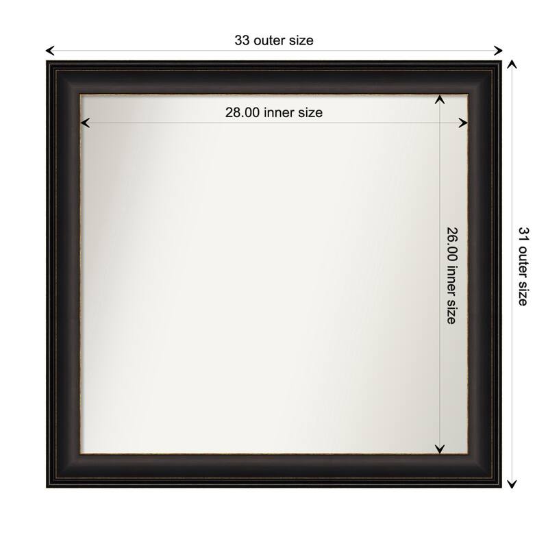 Trio Oil Rubbed Bronze Framed Non-Beveled Custom Wall Mirror, Bathroom Vanity Mirror - Outer Size: 32.5 x 30.5