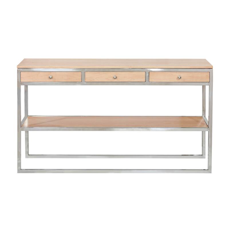 Pasargad Home Oren Cream/Silver Console Table with 3 Drawers - W55" x D15.75" x H32.5"