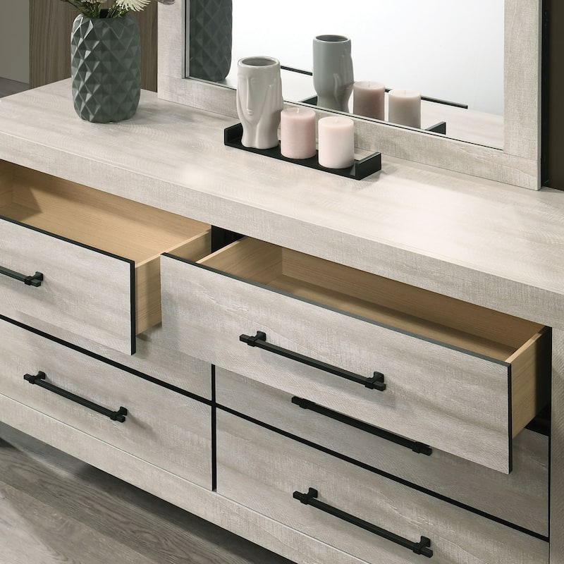 Furniture of America Imana Modern 2-Piece Light Grey Wood 6-Drawer Dresser and Mirror Set