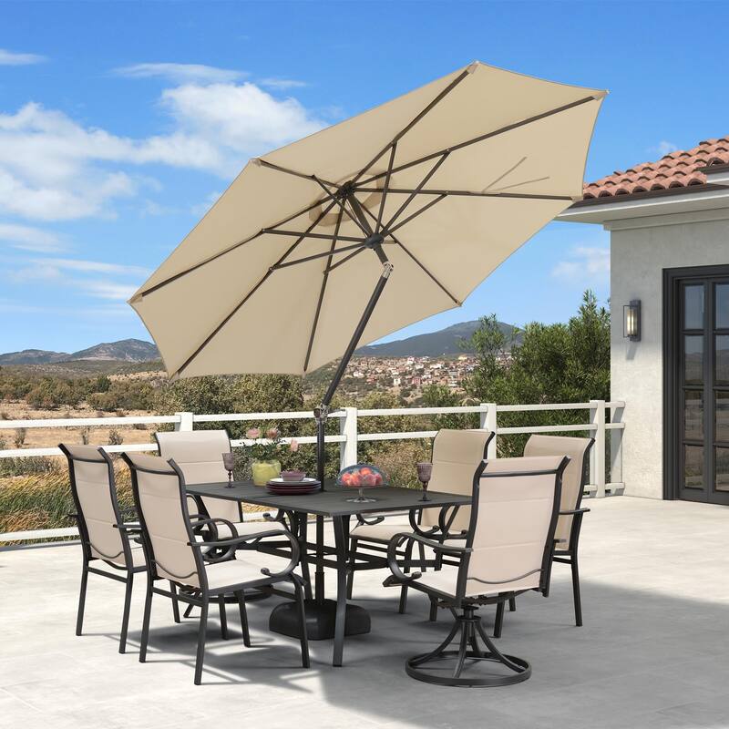 PURPLE LEAF 9 FT Super Adjustable DOUBLE Tilting Crank and Tilt Table Umbrella Outdoor Patio Market Umbrella