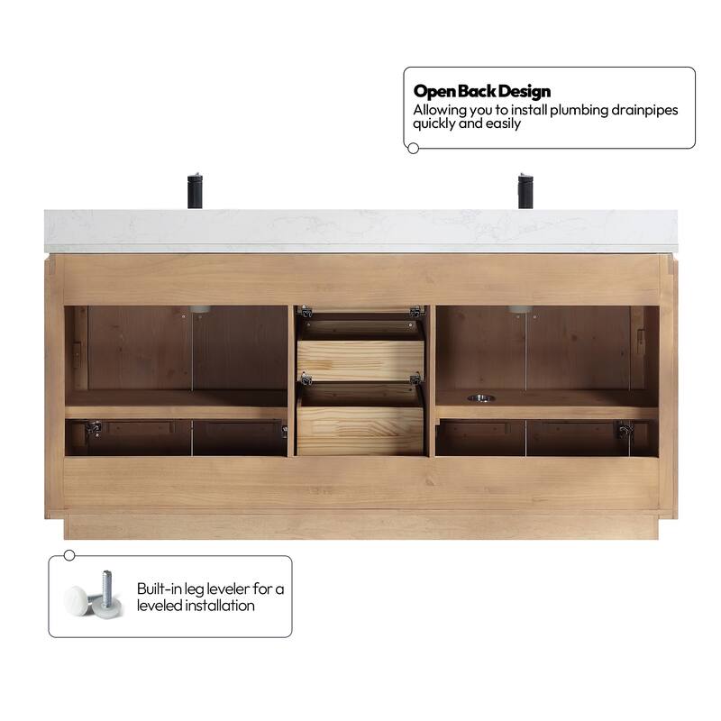 San Double Bath Vanity with Composite Stone Top and Mirror