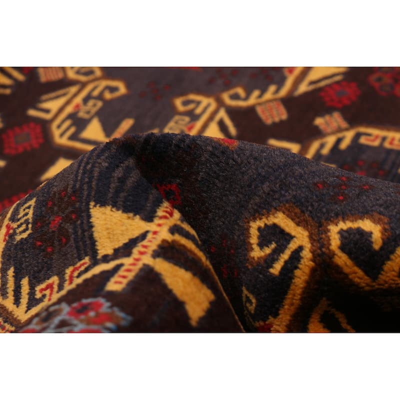 Teimani Navy, Red Rug 3'10" x 6'6" - 3'10 x 6'6