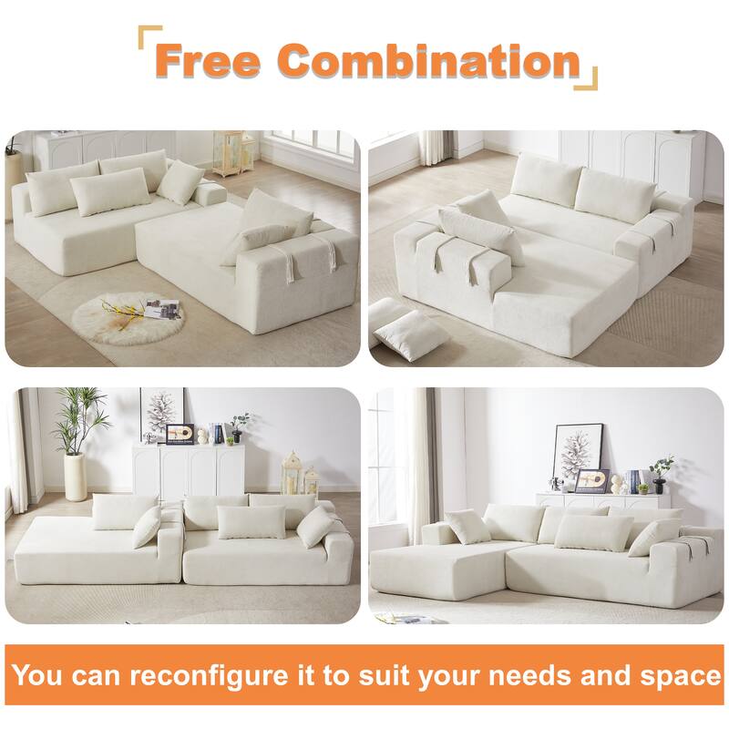 108" Chenille Modular L-Shaped Sectional Sofa with 6 Pillows, Reversible Chaise