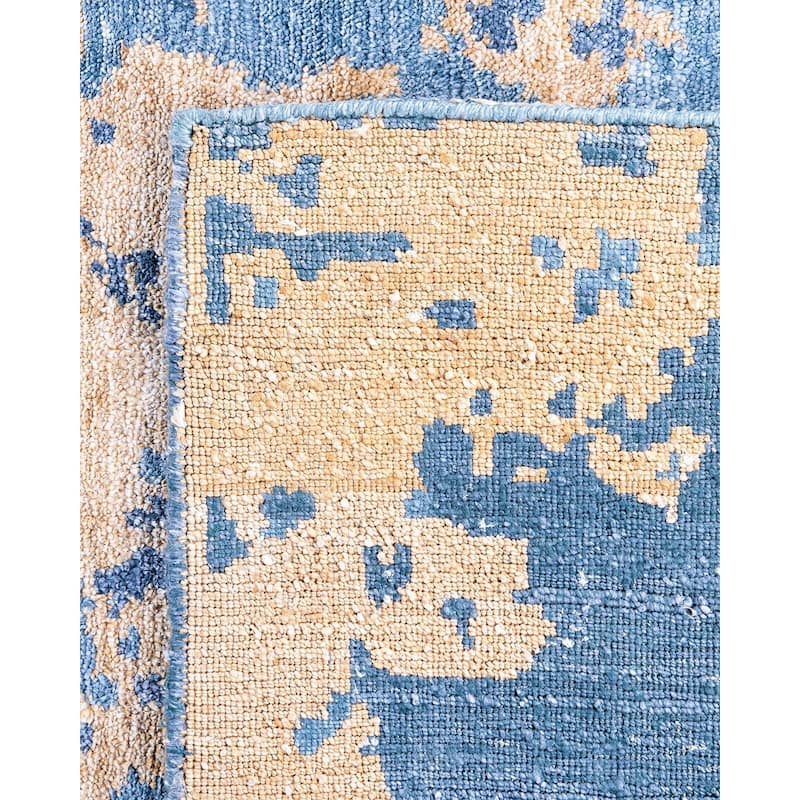 Modern One-of-a-Kind Hand-Knotted Area Rug, Blue - 9' 0" x 12' 0"