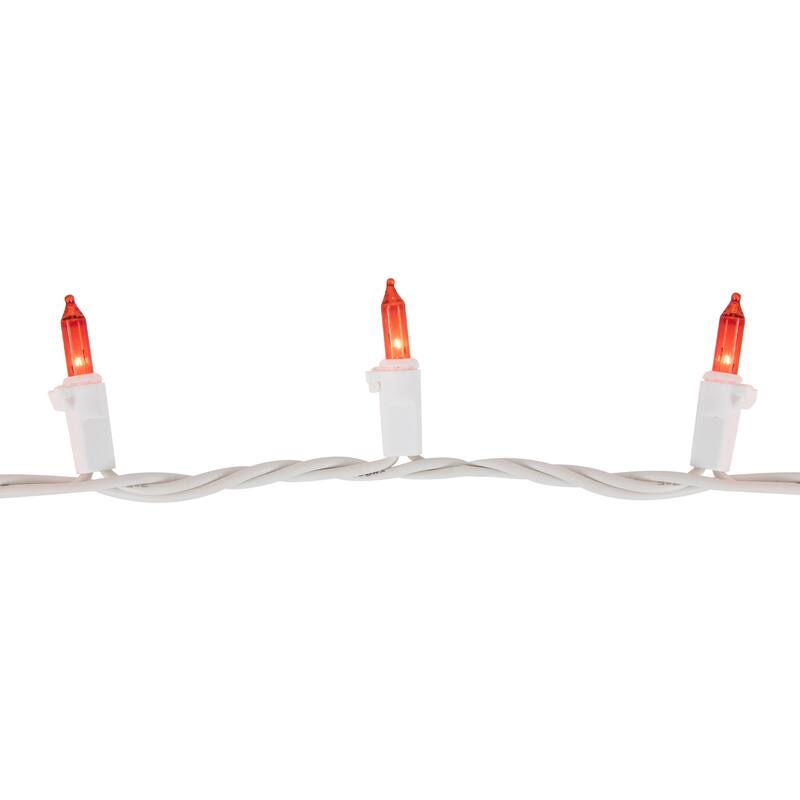 100-Count Orange Mini Christmas Lights Set 20.25ft White Wire - 20.25'
