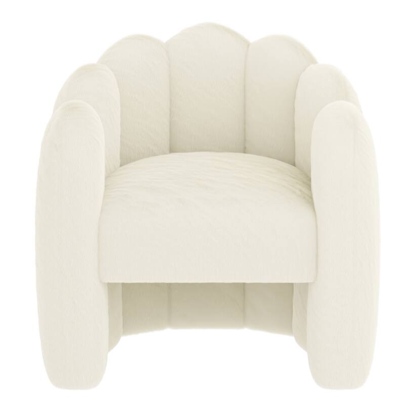 Modern Imitation Fur Accent Chair - Ivory