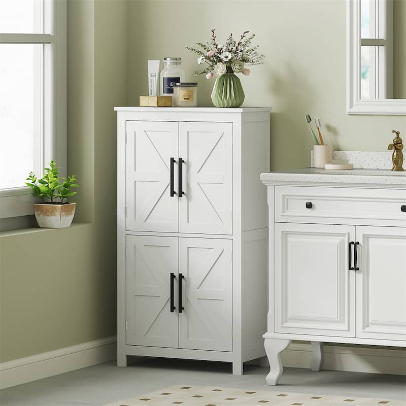 MDF Bathroom Cabinet with Four-Tier Shelves and Adjustable Storage and Protective Foot Pads - 23.6" L x 11.8" W x 43.3" H