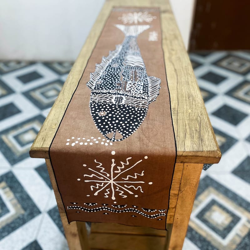 Novica Handmade Big Fish Cotton Table Runner