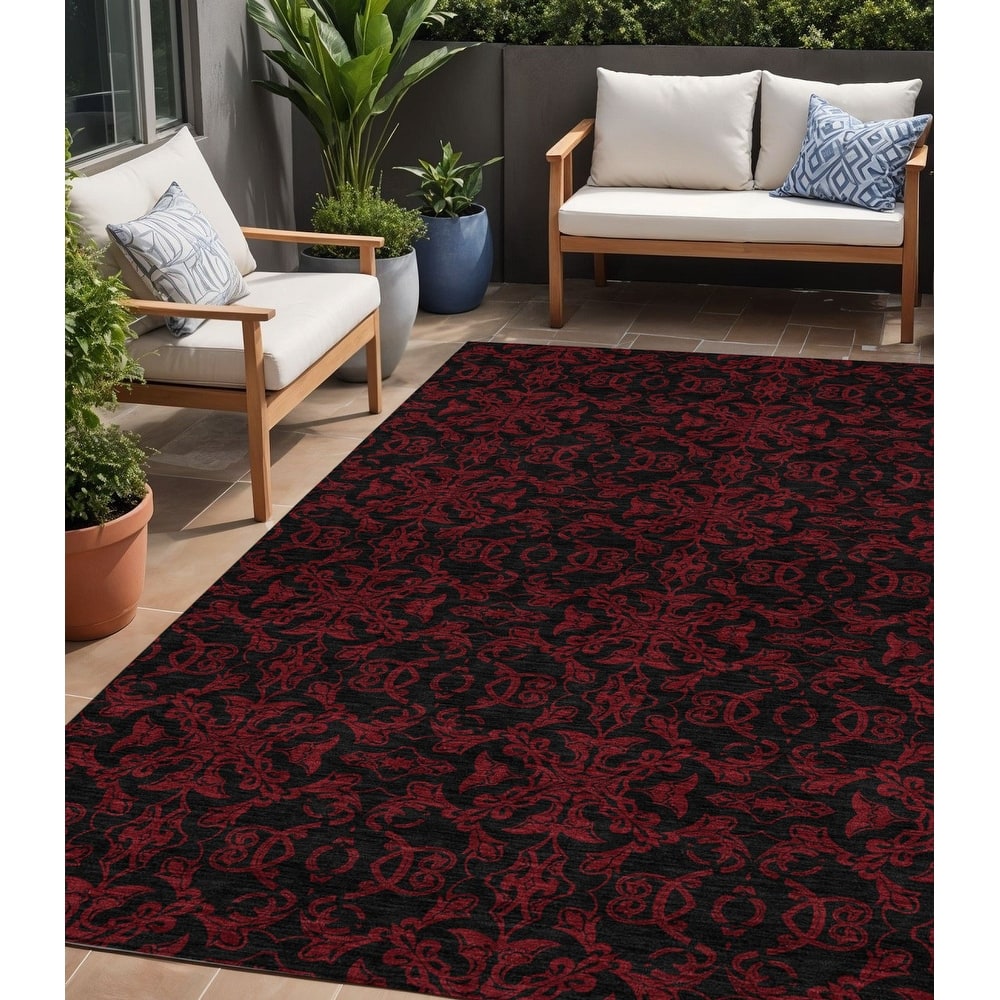 HomeRoots Medallion Transitional Rectangle Outdoor Rug