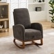 preview thumbnail 23 of 59, Mid-Century Modern Nursery Rocking Armchair Glider Rocker With Retractable Footrest For Living Room Charcoal/Walnut leg