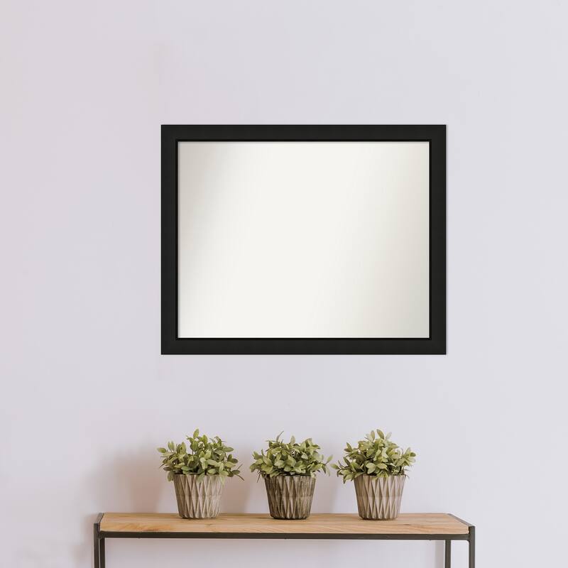Midnight Black Narrow Non-Beveled Wood Framed Wall Mirror - Midnight Black Narrow