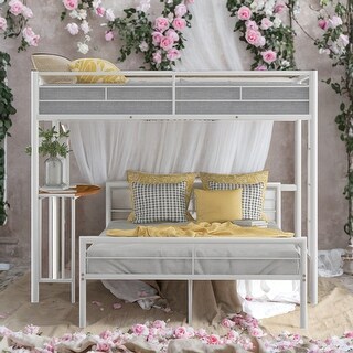 Multifunction Twin Over Full Bunk Bed with Desk,Ladder and Quality Slats