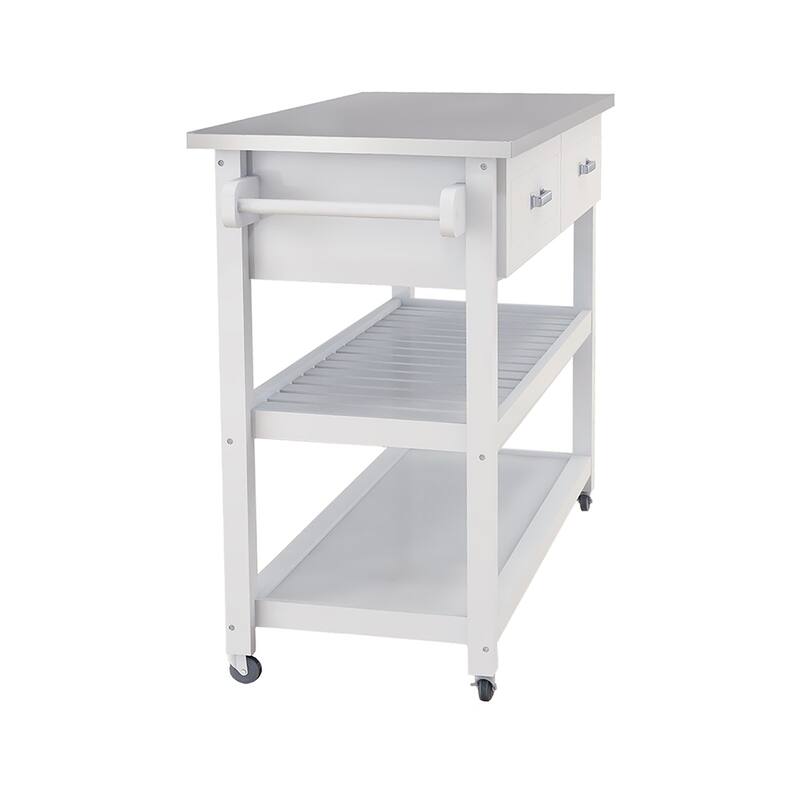 Kitchen Cart With Stainless Steel Counter Top 2 Drawers Rolling Kitchen Cart On Wheels For Home Kitchen Dining Room