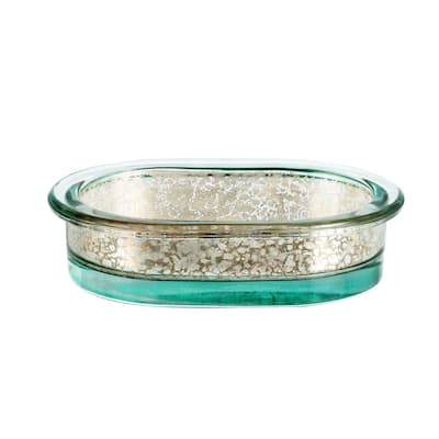 Athena Soap Dish - Blue/Silver - 5.2" x 3.86" x 1.46"