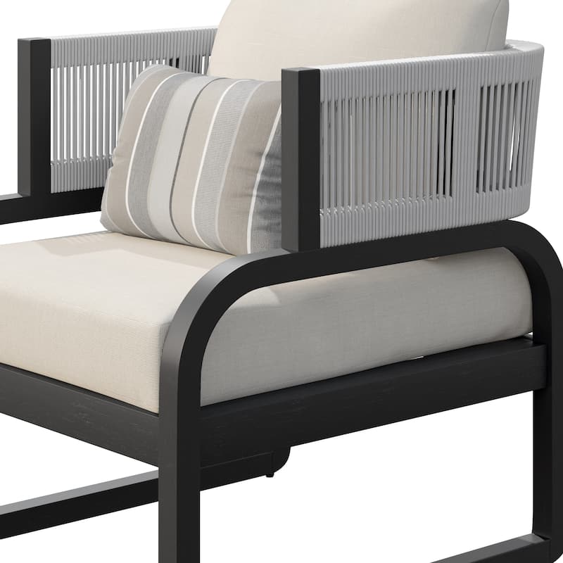 Corvus Rocio 3-piece Outdoor Acacia Conversation Set with Sunbrella Cushions and Pillows