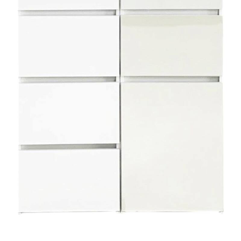 Ely Dual Closet Cabinet w Mirror, 4 Drawers, 71 Inch, White Melamine