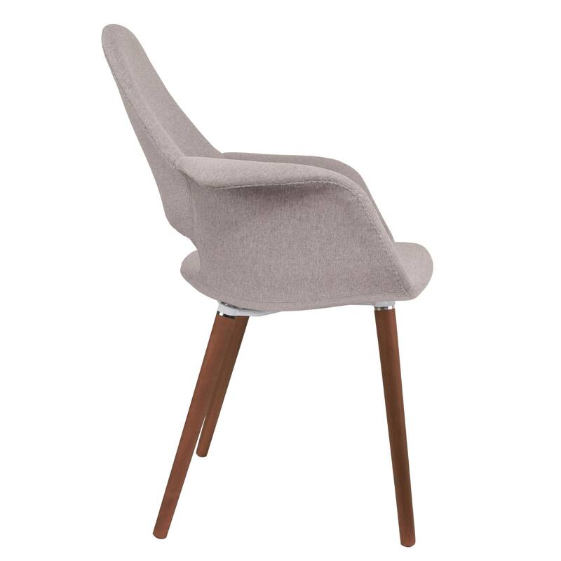 Set of 2 Organic Upholstered Fabric Modern Armchairs with Dark Walnut Brown Wooden Legs for Dining Room Office or Accent Chair