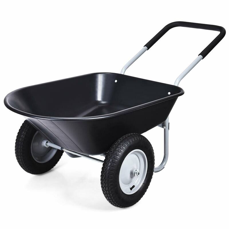 Costway 2 Tire Wheelbarrow Cart Heavy-duty Dolly Utility Cart - Black