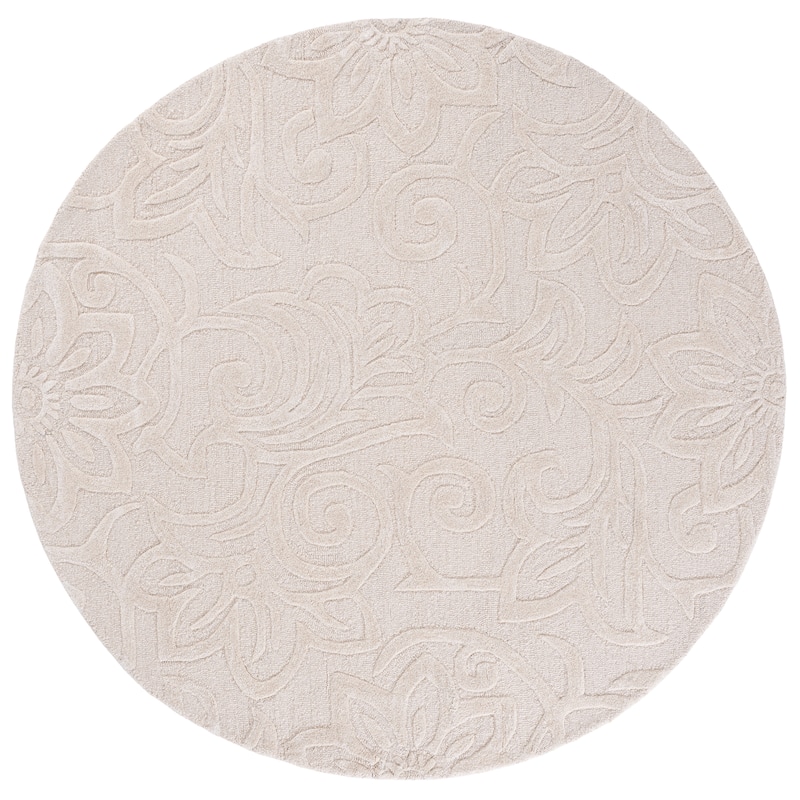 SAFAVIEH Handmade Glamour Aneke Floral Wool Rug - 6' Round - Ivory