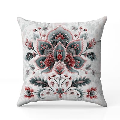 Paisley Petal Melody Indoor/Outdoor Reversible Throw Pillow Red and Green