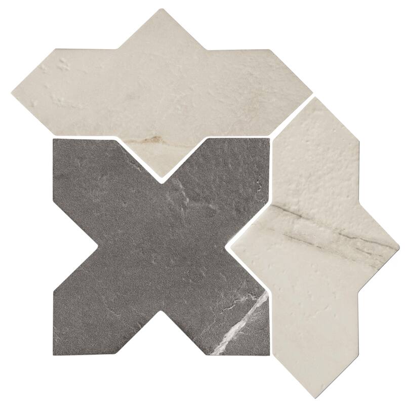 Merola Tile Istanbul Templar Shield Day with Night Cross 8-3/8" x 8-3/8" Porcelain Floor and Wall Tile - Case (36 Tiles)